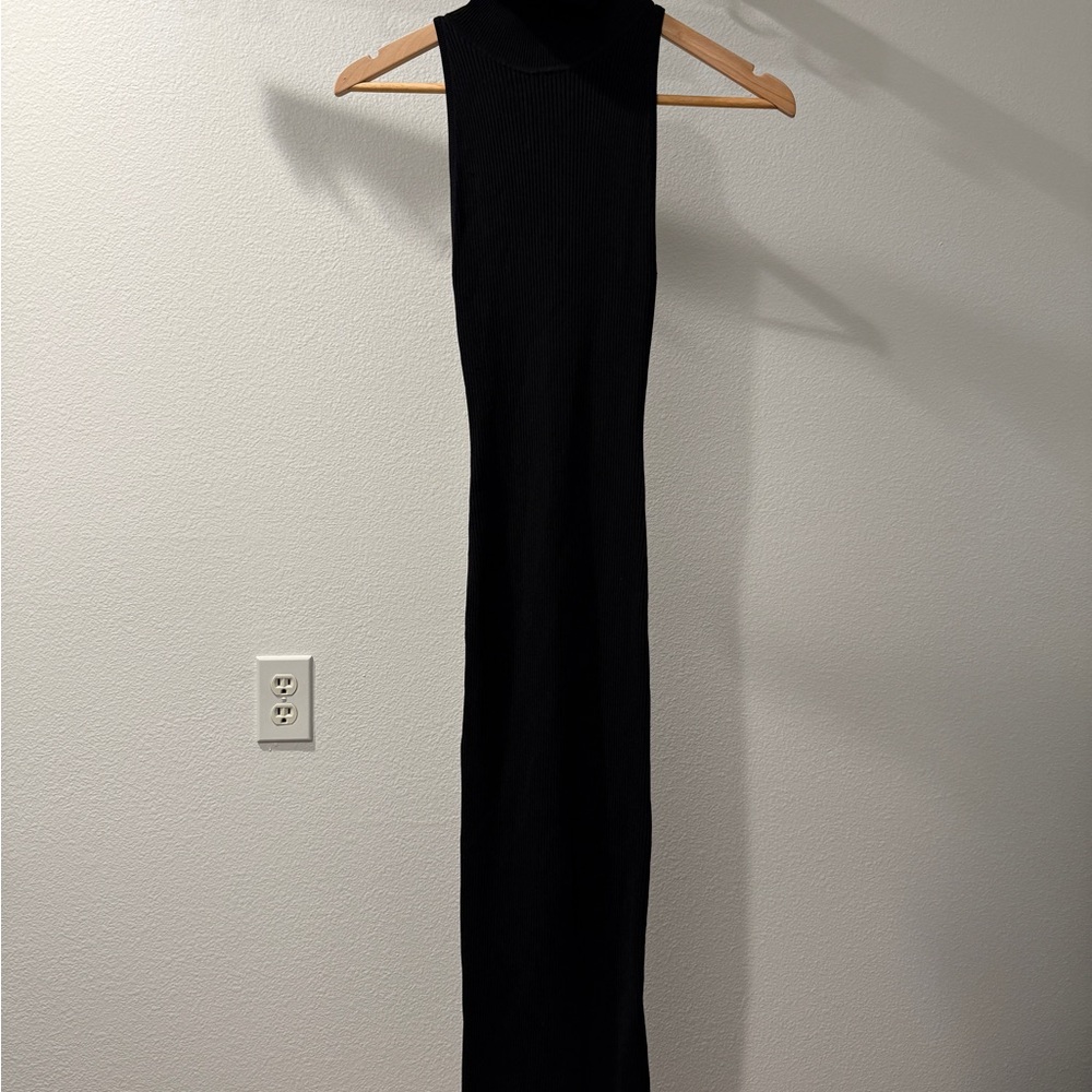 ALC Ribbed Black Turtleneck Sleeveless Dress